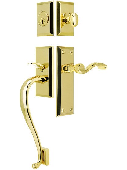 Fifth Avenue Entry Lock Set in PVD Finish with Left-Handed Portofino Lever and